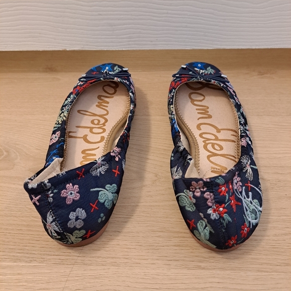 Sam Edelman Navy Multicolor Floral Bow Detail Cute Twee Felicia Flats Size 6M - Picture 3 of 7